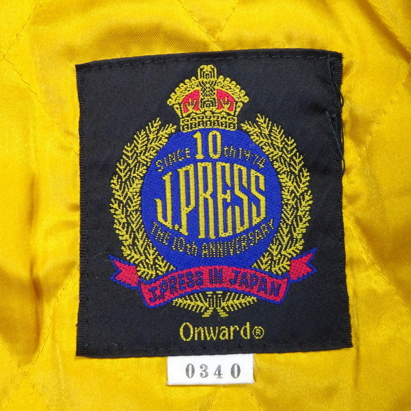 J.PRESS 10周年記念 エンブレムワッペン 袖革スタジャン ネービーx