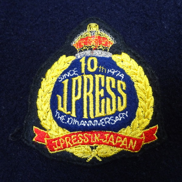 J.PRESS 10周年記念 エンブレムワッペン 袖革スタジャン ネービーx
