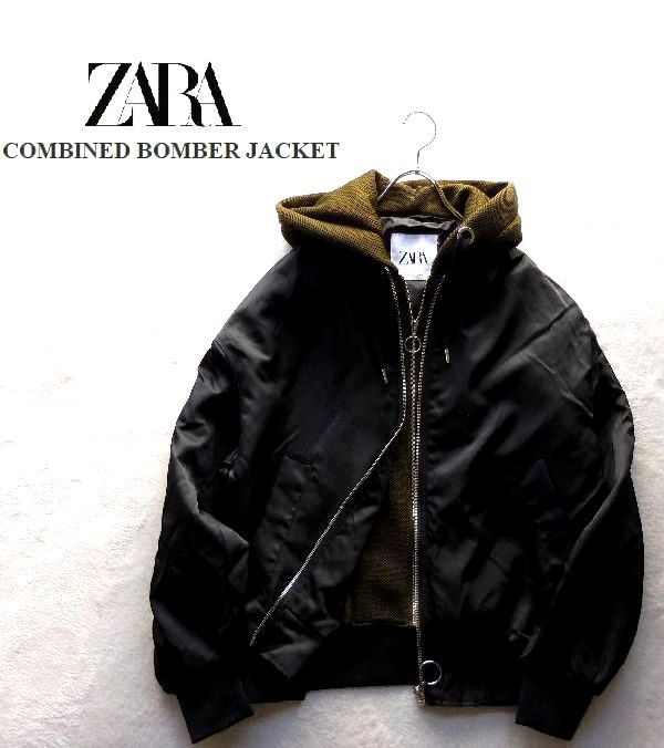 美品 ZARA ザラ COMBINED BOMBER JACKET コンビ素材 ボンバー