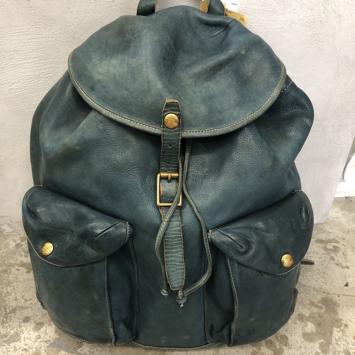 1円スタート！！RRL インディゴレザー 藍染 バックパック リュック