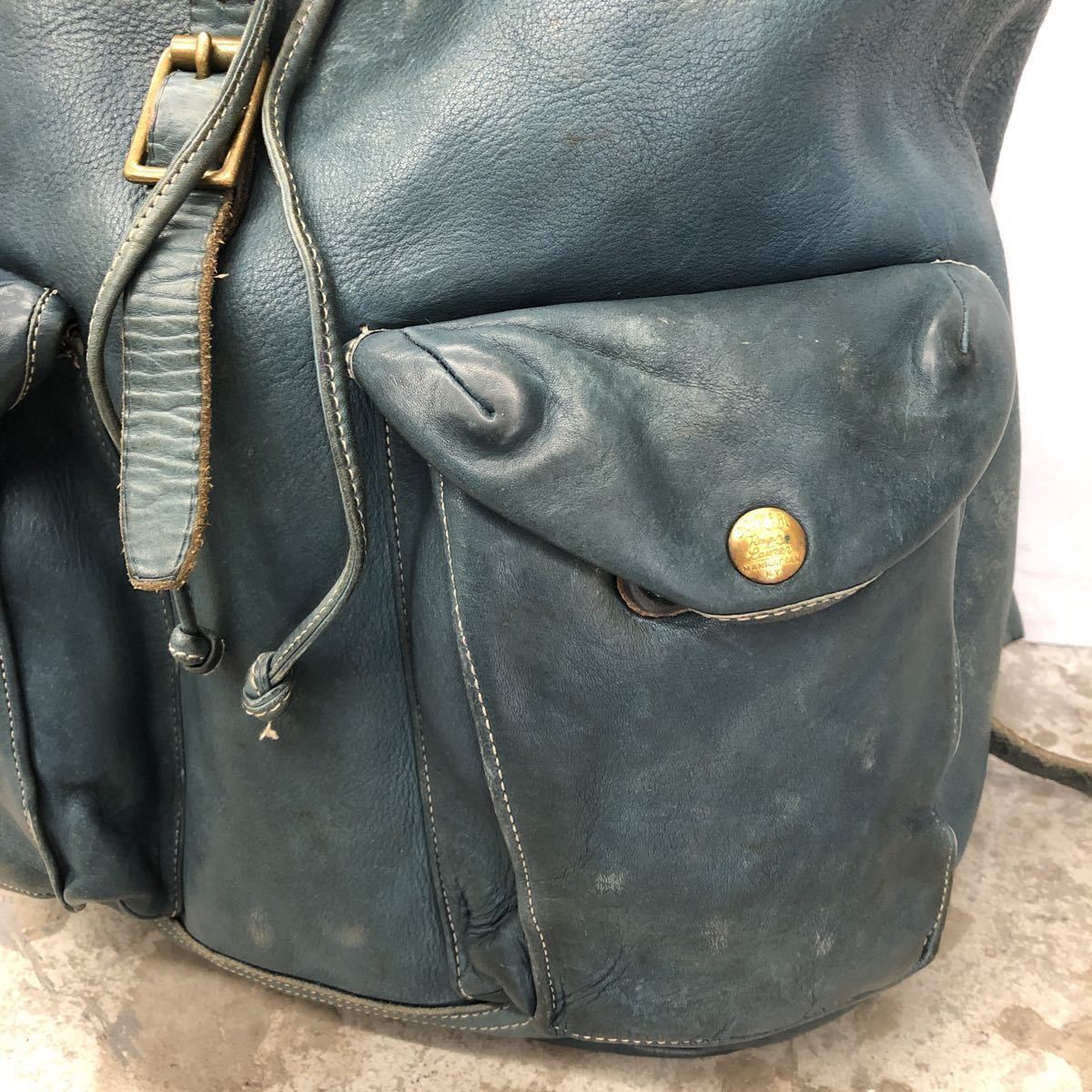 1円スタート！！RRL インディゴレザー 藍染 バックパック リュック