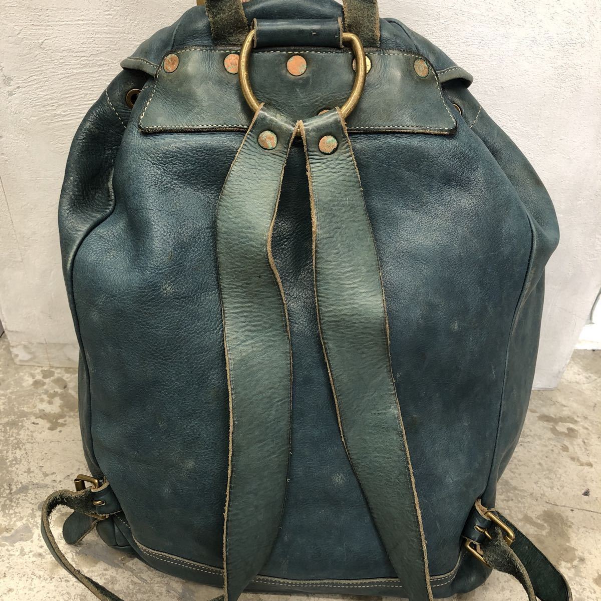 1円スタート！！RRL インディゴレザー 藍染 バックパック リュック