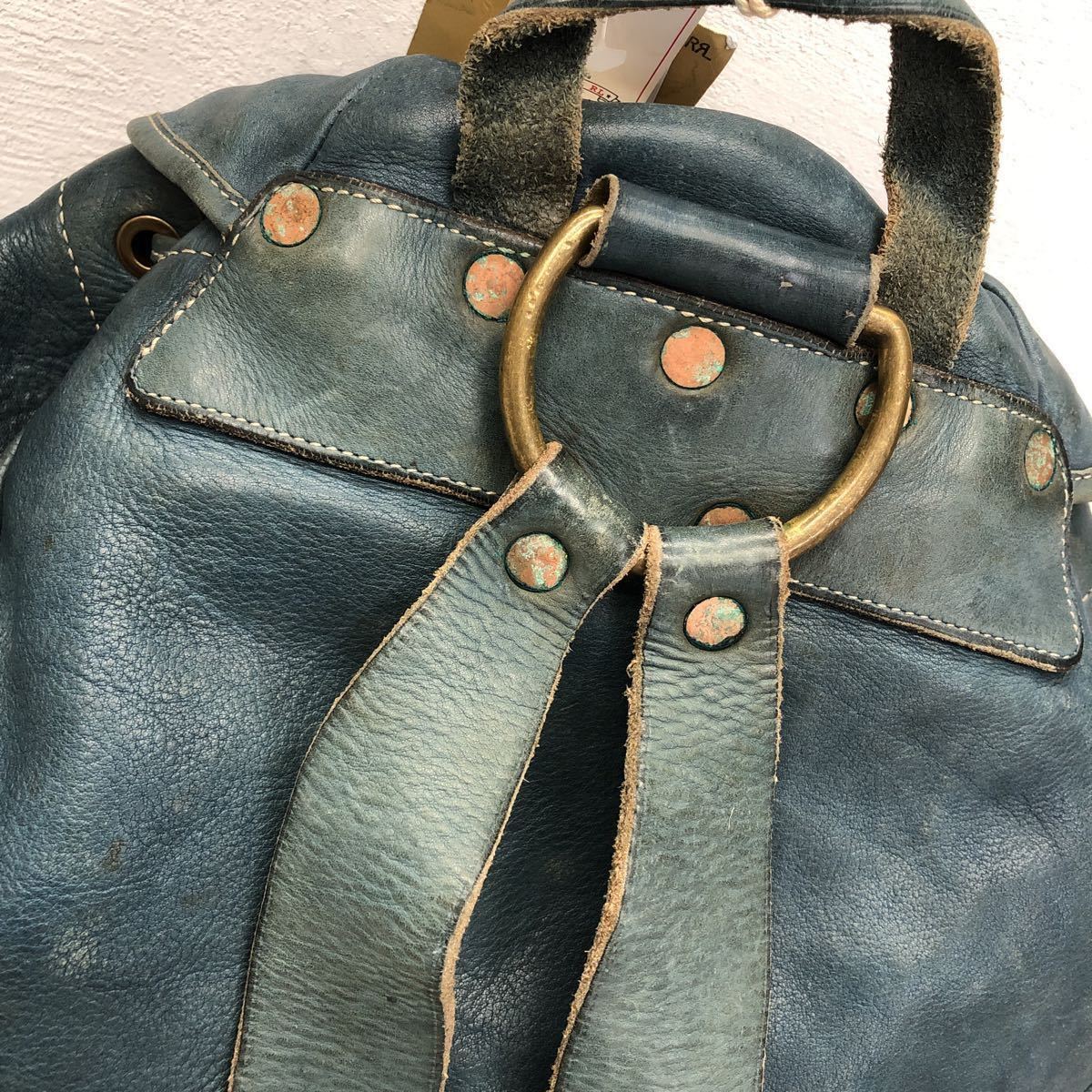 1円スタート！！RRL インディゴレザー 藍染 バックパック リュック