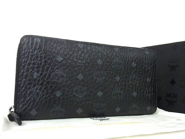 MCM　エムシーエム　ヴィセトス　ロゴ　総柄　折財布　ブラック MCM（エムシーエム） 財布 メンズ ブランド ヴィセトス 二つ折り財布