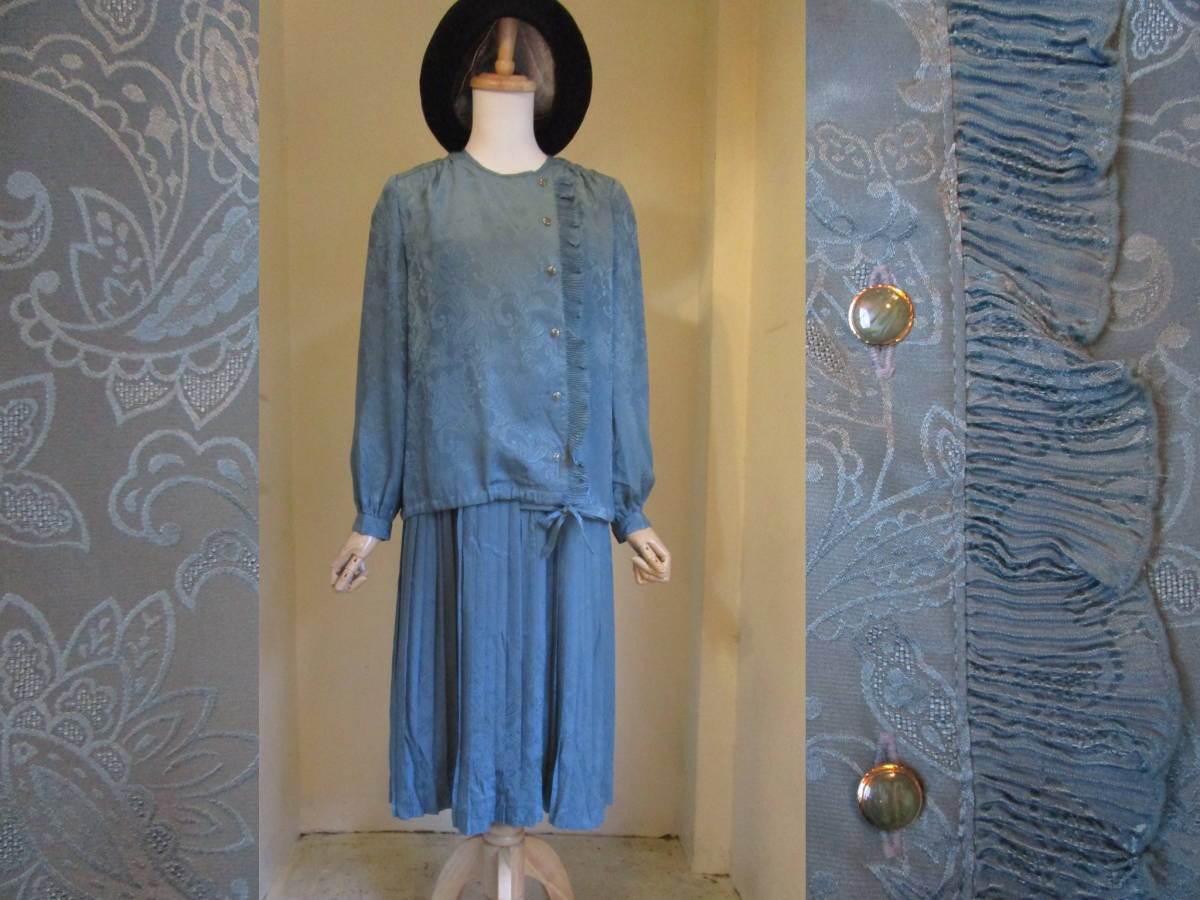 【得価，人気】 60s70s80s vintage ヴィンテージ ターコイズ サイケ ペイズリー プリーツ セットアップ風 ワンピース 210315 昭和レトロ モダン(Mサイズ)｜売買されたオークション情報、yahooの商品情報をアーカイ Mサイズ