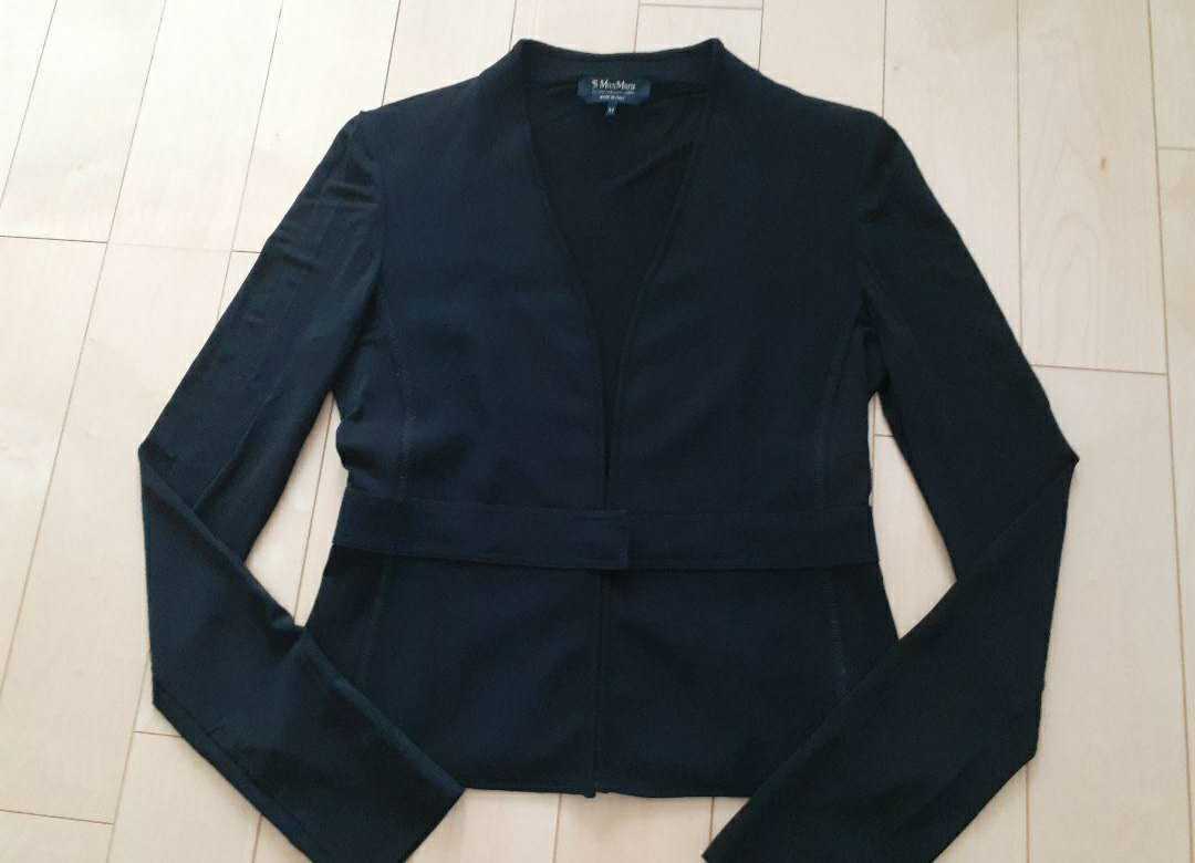 S MaxMara ブラック ノーカラージャケット エス マックスマーラ S Max