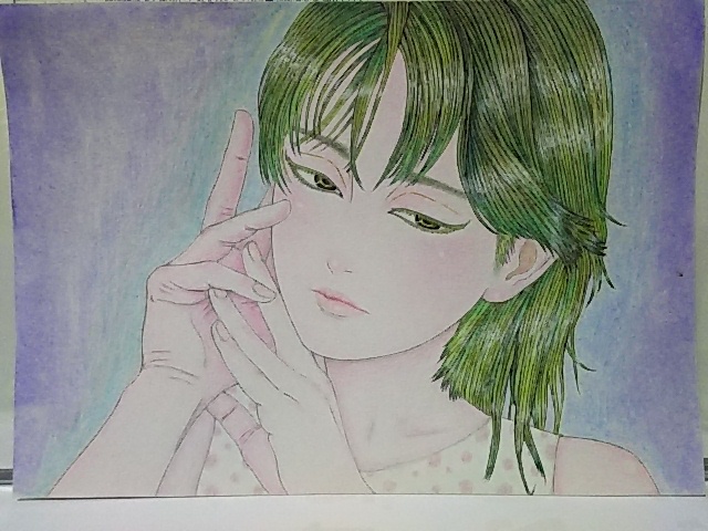 オリジナル 手描きイラスト アナログ 女の子 原画 水彩画 オリジナル