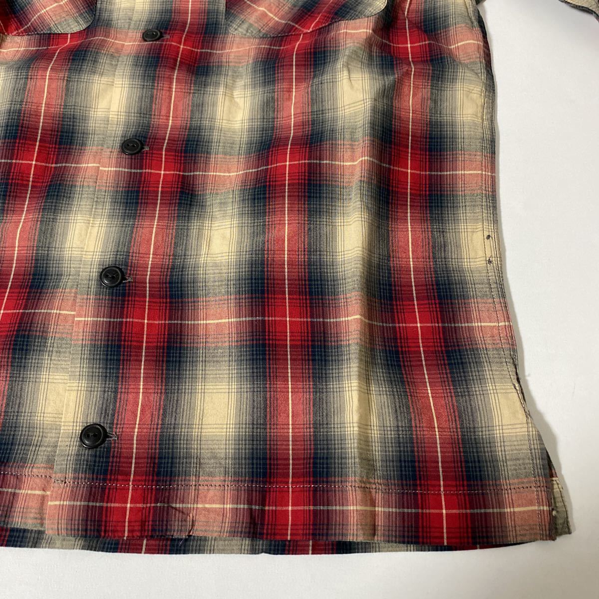 新品 RRL オープン カラー オンブレ チェック シャツ XS シャドー 国内