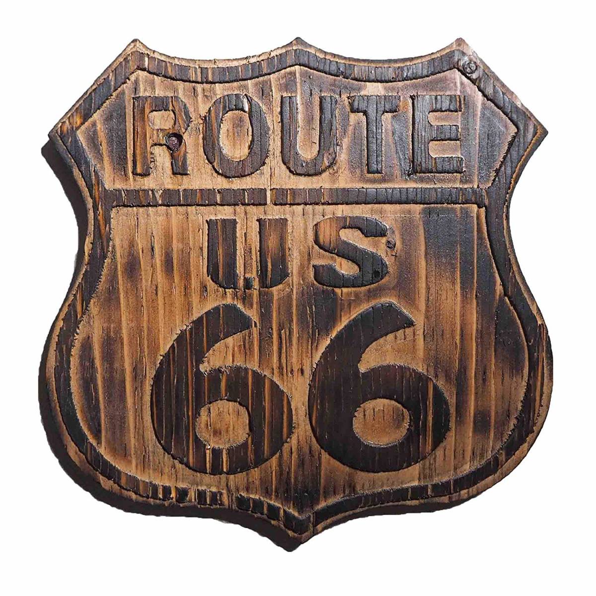 茶 SMALL ビンテージ木製看板 ルート６６アメリカンウッドサインボード (SMALL)_8