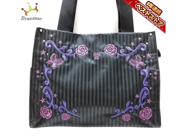 アナスイ ANNA SUI ショルダーバッグ - ナイロン×エナメル（合皮） 黒 