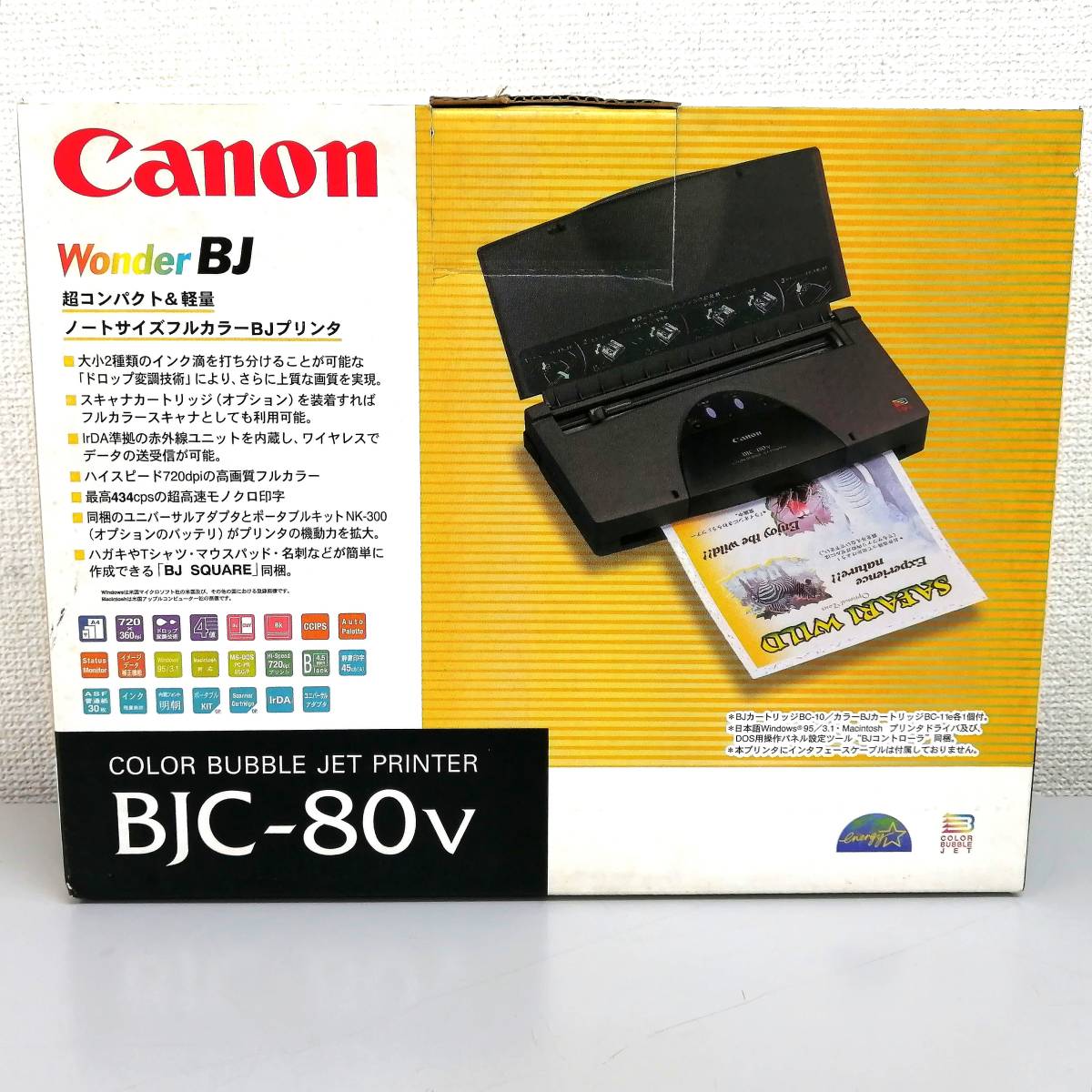 未使用品　Canon　Wonder　BJ　カラープリンター　BJC-80V　モバイルプリンター　ノートサイズ　フルカラー　BJプリンタ　キャノン