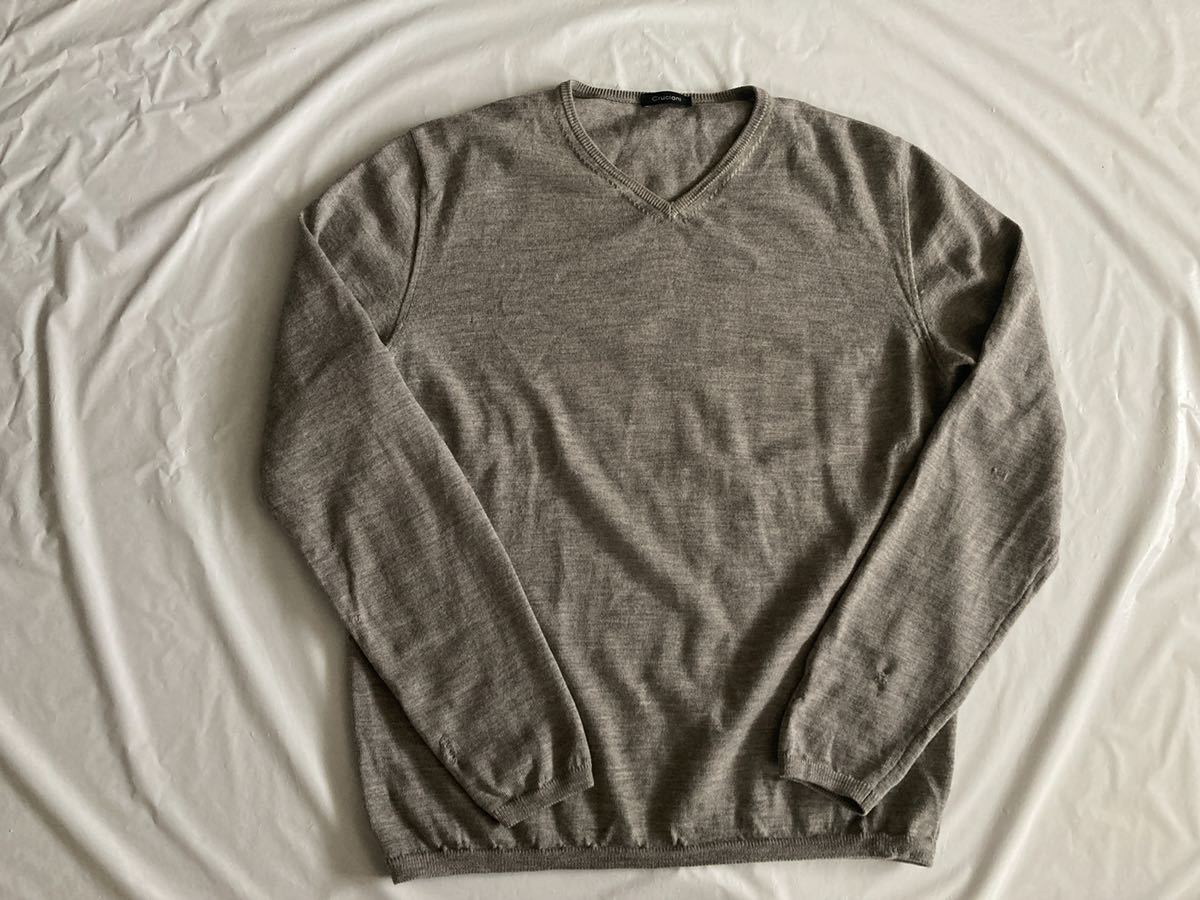 Cruciani クルチアーニ ニット Vネック ウール グレー系 48 M～L 