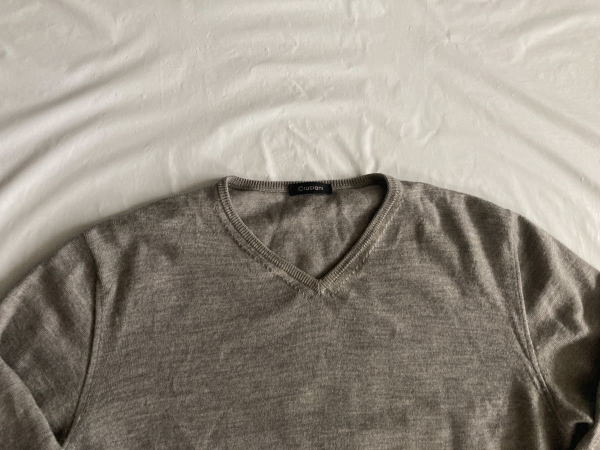 Cruciani クルチアーニ ニット Vネック ウール グレー系 48 M～L 