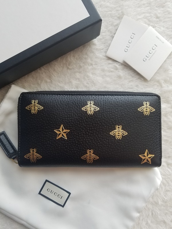 本物保証，豊富な GUCCI グッチ Bee Star レザー ジップ 長財布 Black ブラック 495062 DJ2KT 8474(男性用財布)｜売買されたオークション情報、yahooの商品情報をアーカイブ公開 - オークファン 服飾小物