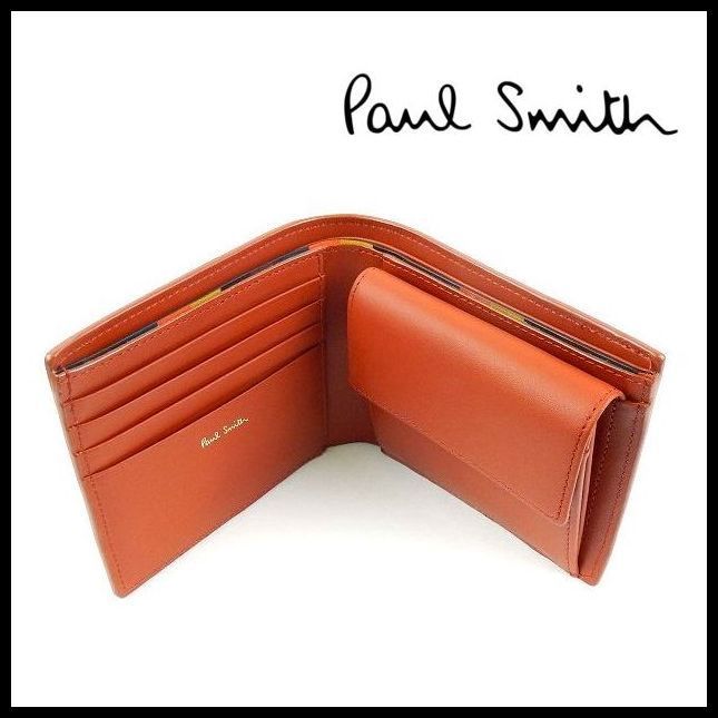 B8087 新品 正規品★Paul Smith ポールスミス★ストローグレイン ブライトストライプ 牛革 財布 箱付き メンズ Q1