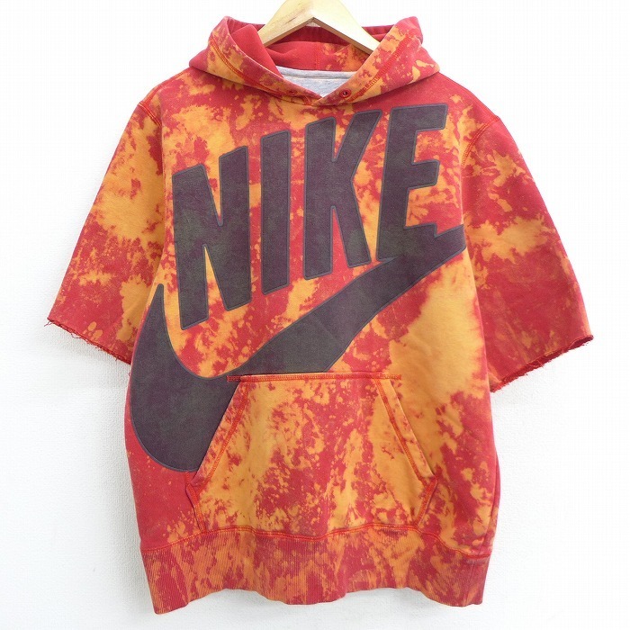 2025春夏 XL 古着 半袖 スウェット パーカー ナイキ NIKE ビッグロゴ 赤他 レッド ブリーチ加工 メンズ スエット トレーナー トップス(パーカ)｜売買されたオークション情報、yahooの商品情報をアーカイ 男性用
