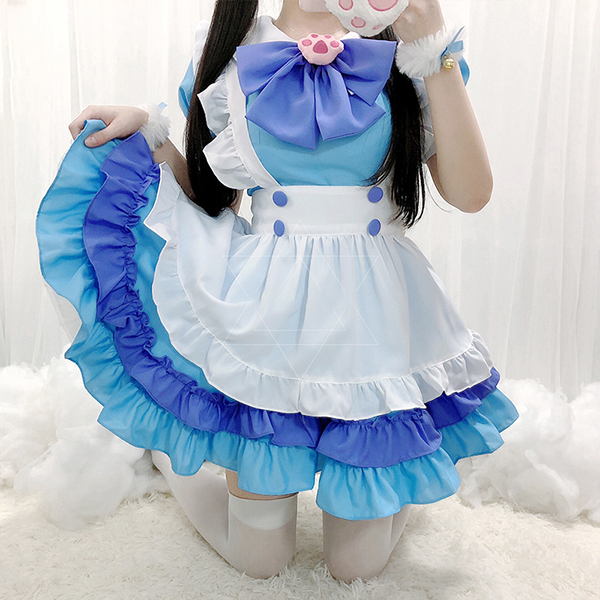 2025，セール コスプレ メイド服 エプロン 髪飾り 蝶ネクタイ ブルー(メイド服)｜売買されたオークション情報、yahooの商品情報をアーカイブ公開 - オークファン メイド服