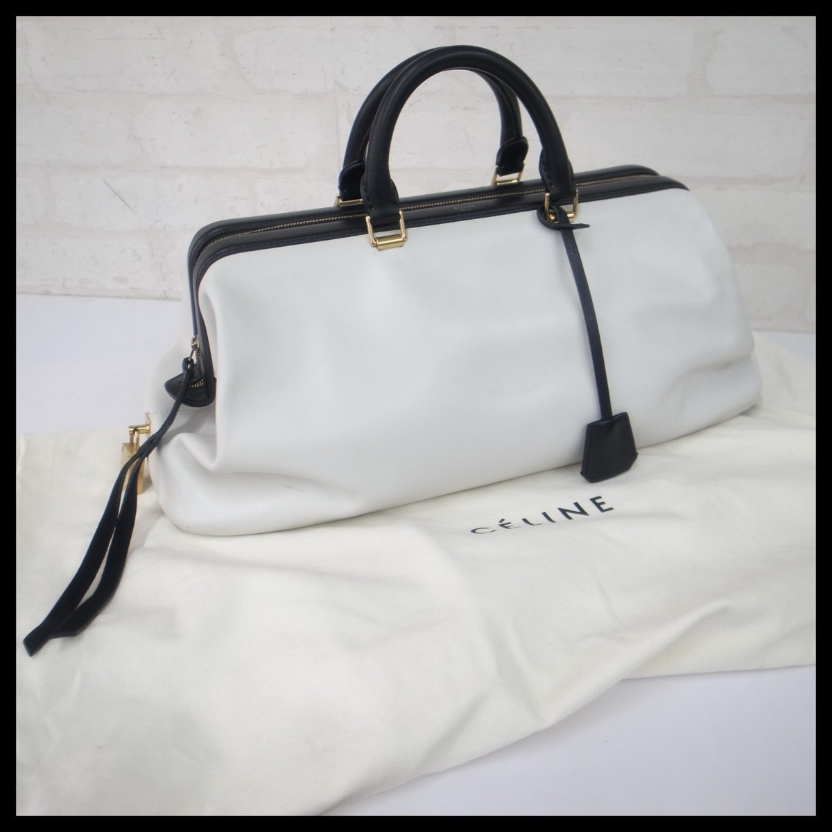 4102T【本物保証】 セリーヌ CELINE レザーハンドバッグ ドクターバッグ