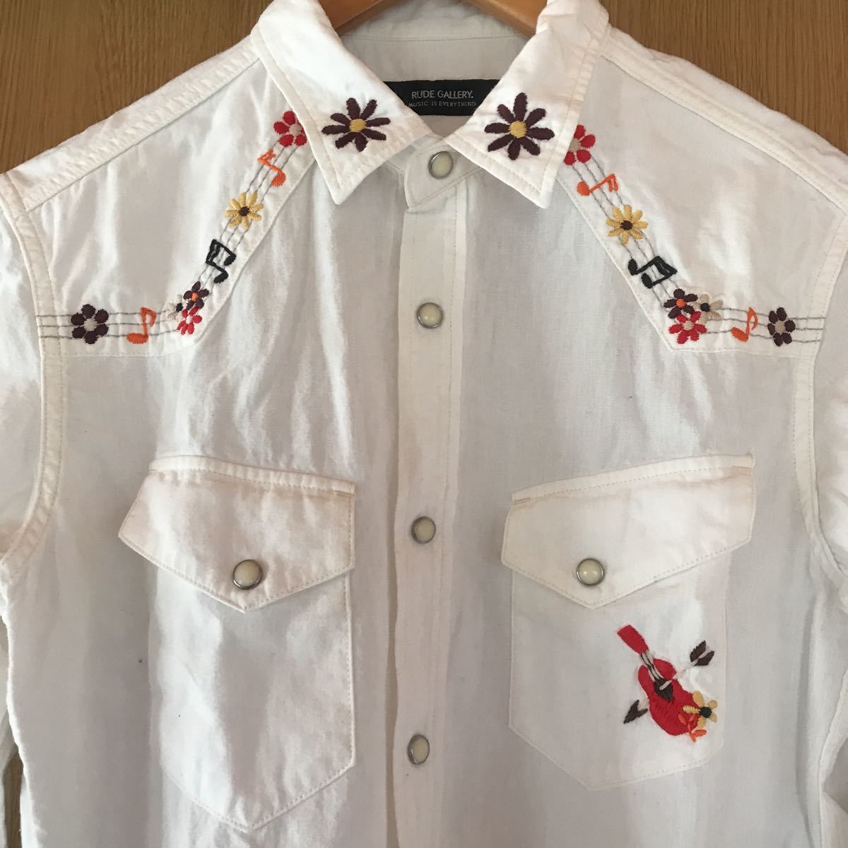 ルードギャラリーRUDE GALLERYウエスタンシャツ3 フラワー 花 ギター  