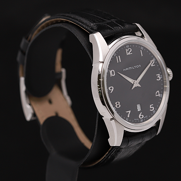 【美品】Hamilton ジャズマスター H385111デイト ブラック文字盤 美品】Hamilton ジャズマスター H385111デイト ブラック文字盤