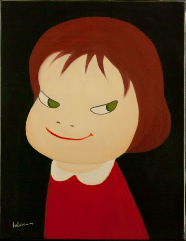 ▽依頼品【奈良美智】肉筆 油彩『女の子』表サイン F6号 額無 模写