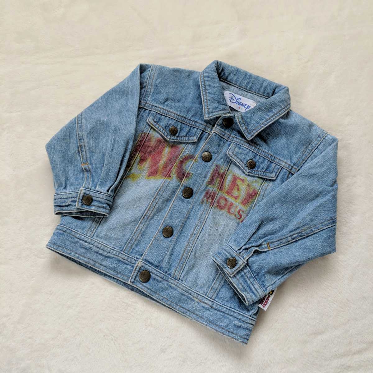 1円スタート Disney ディズニー Gジャン ジージャン 90cm ペイント加工 ミッキー ベビー 子供服 90 85 94cm 売買されたオークション情報 Yahooの商品情報をアーカイブ公開 オークファン Aucfan Com