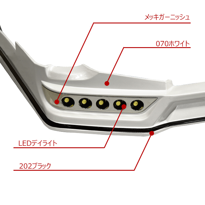 HELIOS ヘリオス 200系 ハイエース 4型 5型 6型 標準 LED フロント リップ スポイラー 塗装品　070 + 202 S-GL DX