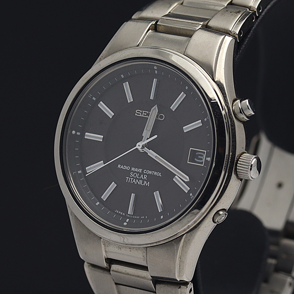 1円☆稼働品【SEIKO/セイコー】7B22-0AD0 電波ソーラー チタン デイト 
