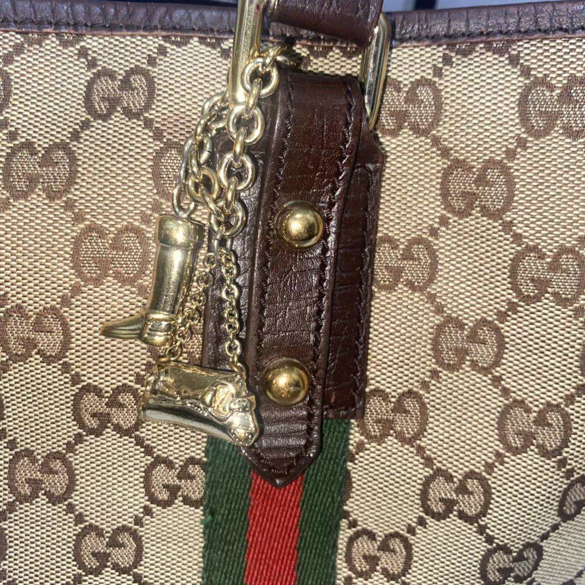 old GUCCI シェリーライン ハンドバッグ 極 美品 袋付 GUCCI グッチ オールドグッチ ヴィンテージ シェリー