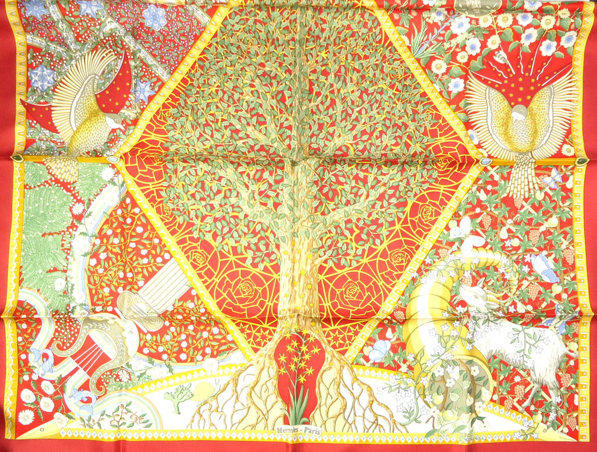 エルメス 世界の中心軸 Axis Mundi - HERMES カレ90 スカーフ レア 