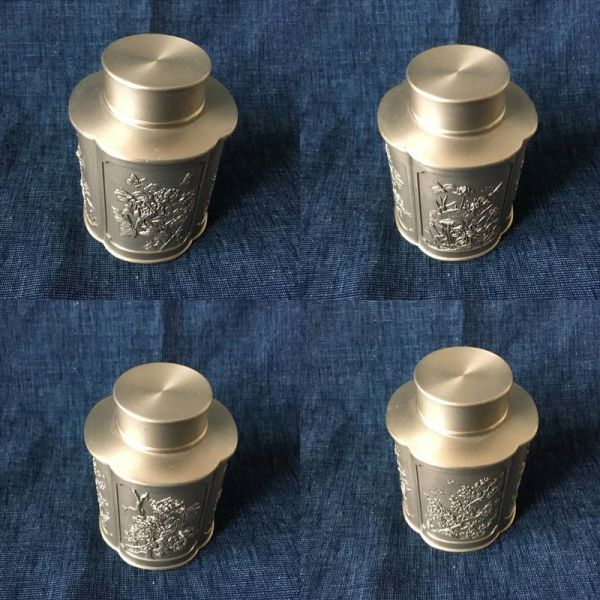 マレーシア王室御用達 ロイヤルセランゴール 錫製茶入れ 茶筒 高10.6cm