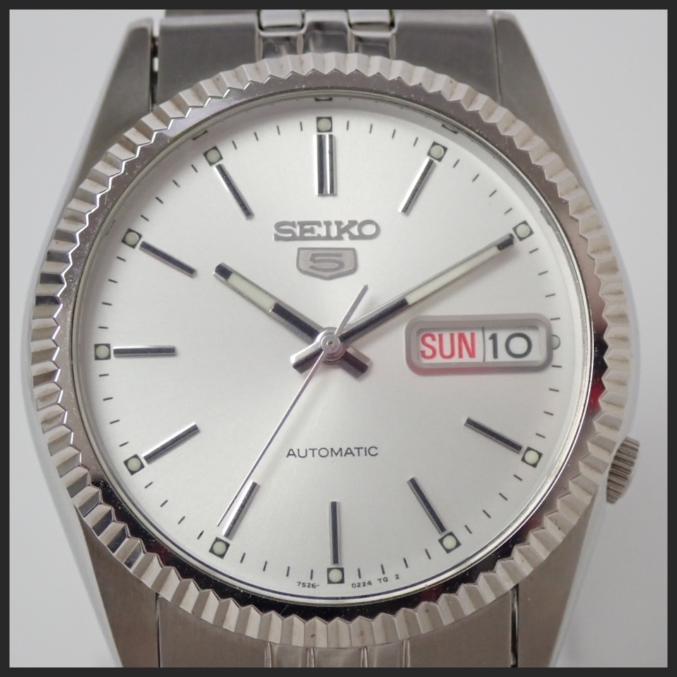 ☆SEIKO セイコー5 SNXJ89 自動巻き腕時計/白文字盤/ステンレスバンド 