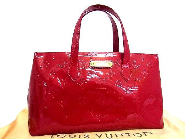 1円 ■美品■ LOUIS VUITTON ルイヴィトン M93642 モノグラム ヴェルニ ウィルシャーPM ハンドバッグ トート ローズポップ K6407tN