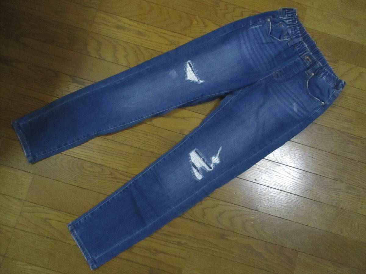 ユニクロ ウエストゴムのダメージ加工ストレッチデニムパンツ サイズ１５０ｃｍ 150 145 154cm 売買されたオークション情報 Yahooの商品情報をアーカイブ公開 オークファン Aucfan Com