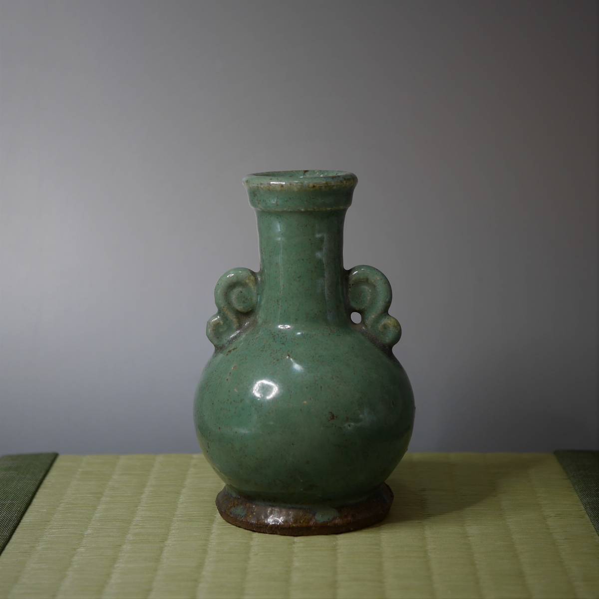 旧家から～◇ 古い 中国 青磁 耳付瓶 唐物 古玩 一輪挿し 花器 中国美術