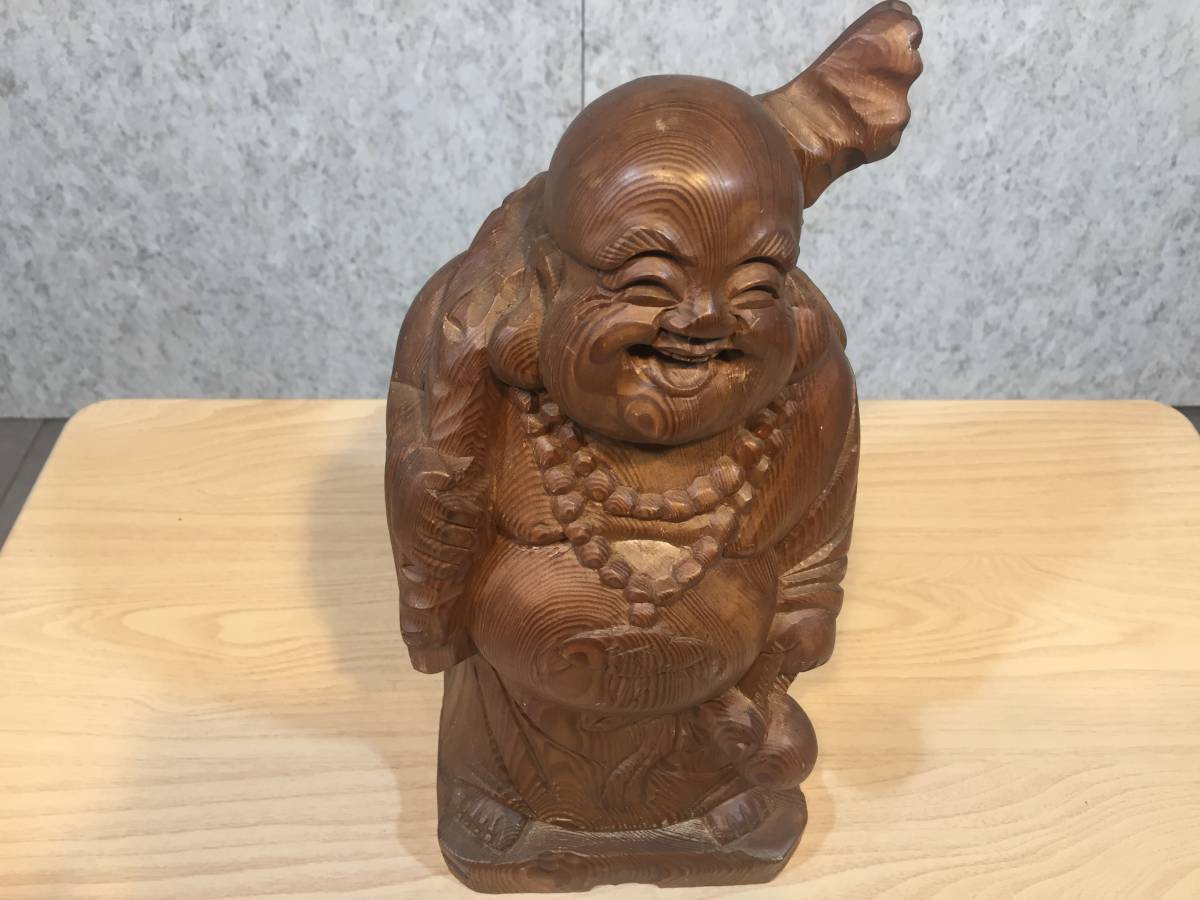 七福神 布袋尊 』 C-3 木製 木彫り 彫刻 布袋様 置物 商売繁盛像 開運 