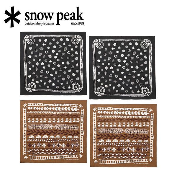 送料198円■ap137■▼snow peak コットンバンダナ 2種 4点【シンオク】【クリックポスト発送】 スノーピーク Bandana バンダナ snow NOASOBI Peak)