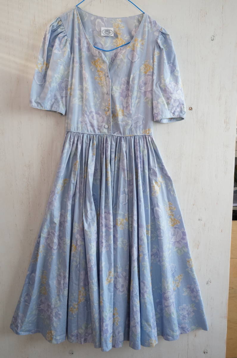 laura ashley ローラアシュレイ　◆パープル 花柄ワンピース　　コットン