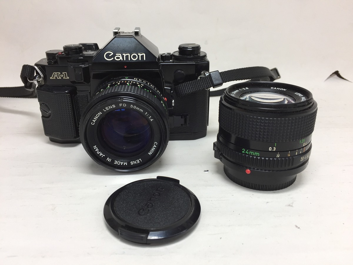 ジャンク Canon キャノン フィルムカメラ A-1+FD 24mm 1:2.8・FD 50mm