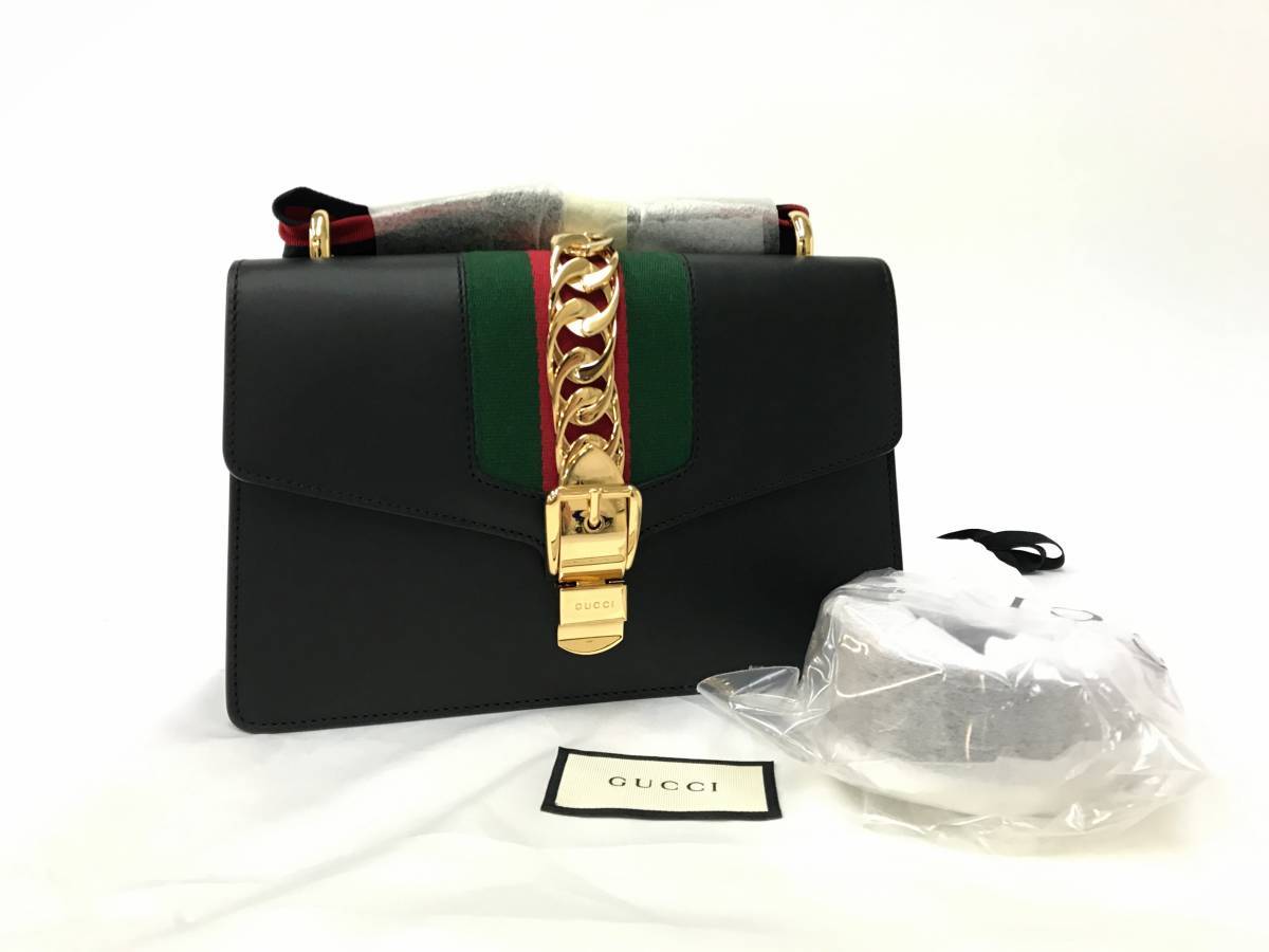 未使用 グッチ GUCCI シルヴィ スモール チェーン レザー ショルダー 