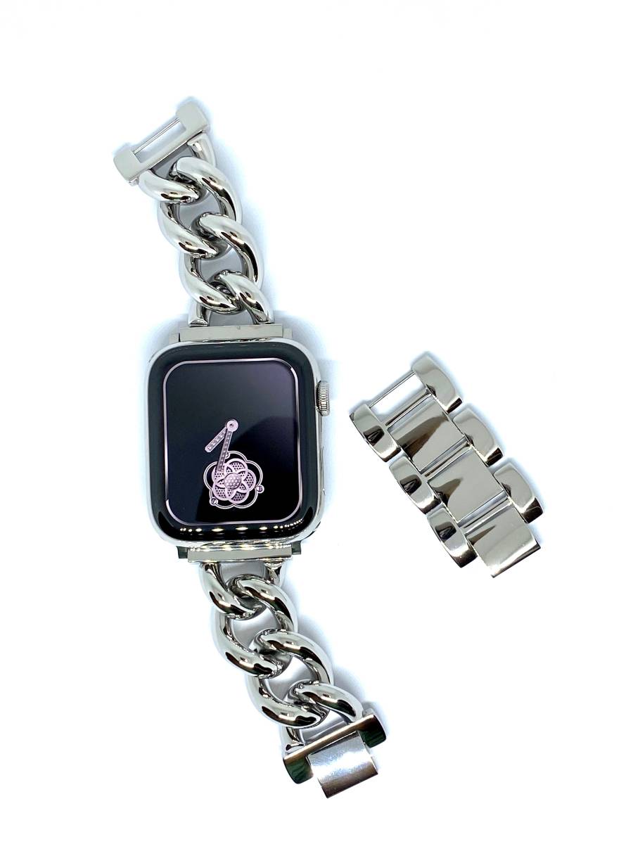 アップルウォッチ 最高級シルバーチェーンブレスレット　ベルト　サイズカラー各種_4