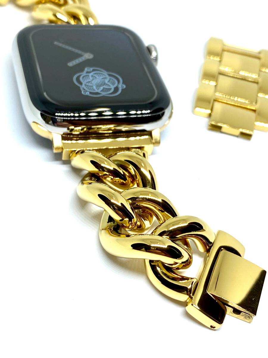 アップルウォッチ 最高級シルバーチェーンブレスレット　ベルト　サイズカラー各種_6