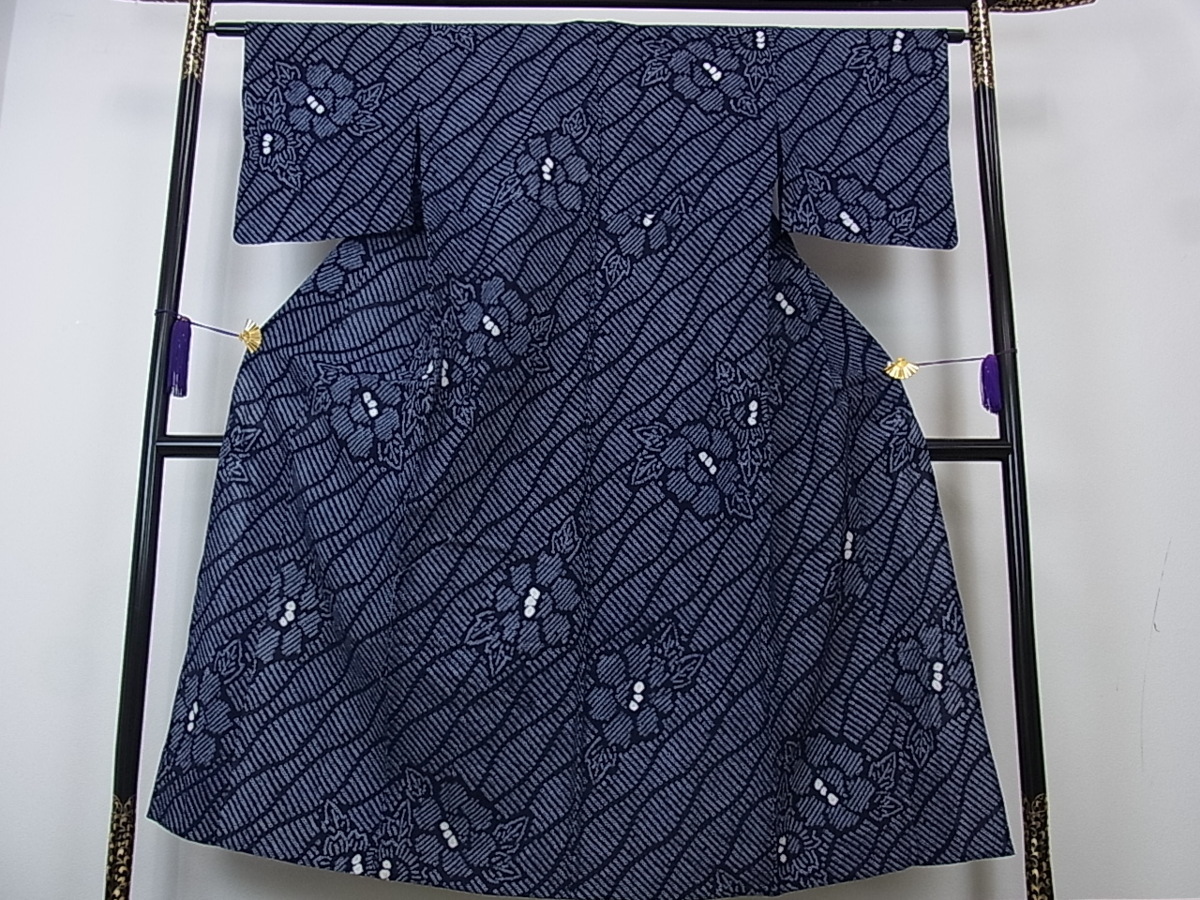 花美人■夏物 有松鳴海絞り 浴衣 伝統工芸品 流れに乗って華を楽しむ 綿 逸品 2g3488