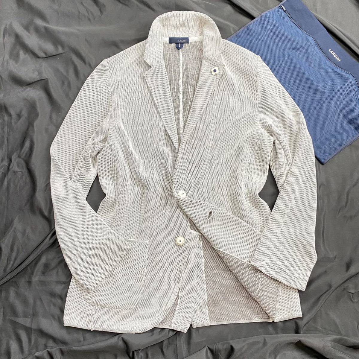 LARDINI/プートニエール付/ヘリンボーン/ウールテーラードジャケット 
