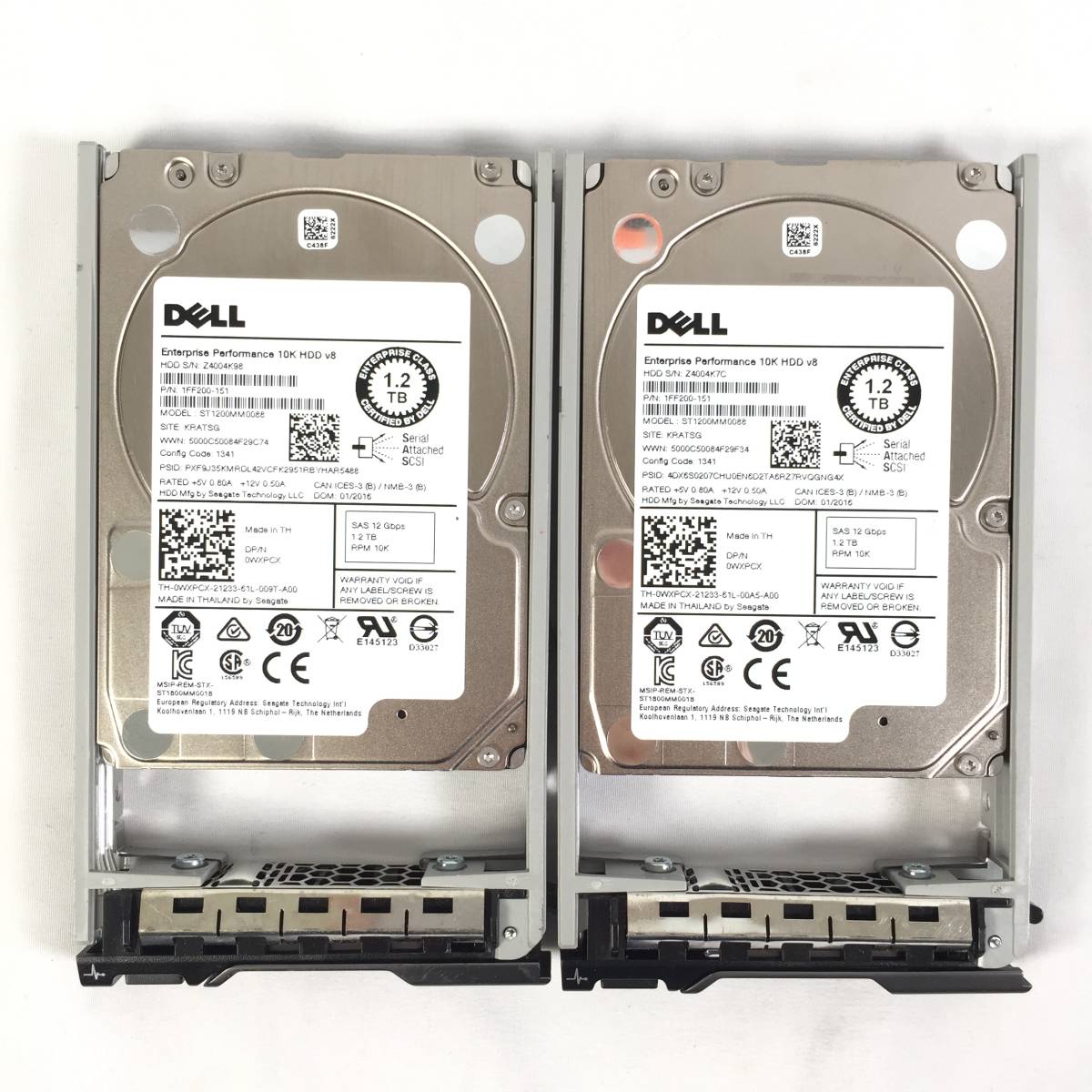 K372062 DELL 1.2TB SAS 12Gbps 10K HDD 2.5インチ 2点【中古動作品】