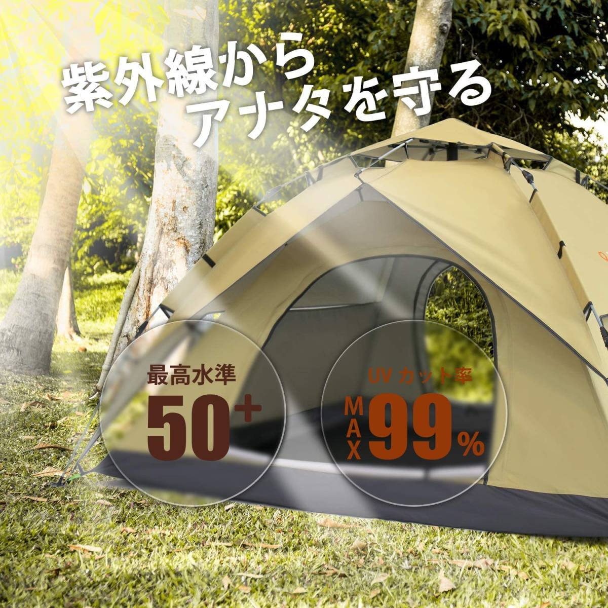 新品 ワンタッチテント 3-4人用 2重層 キャンプ テント 設営簡単 軽量