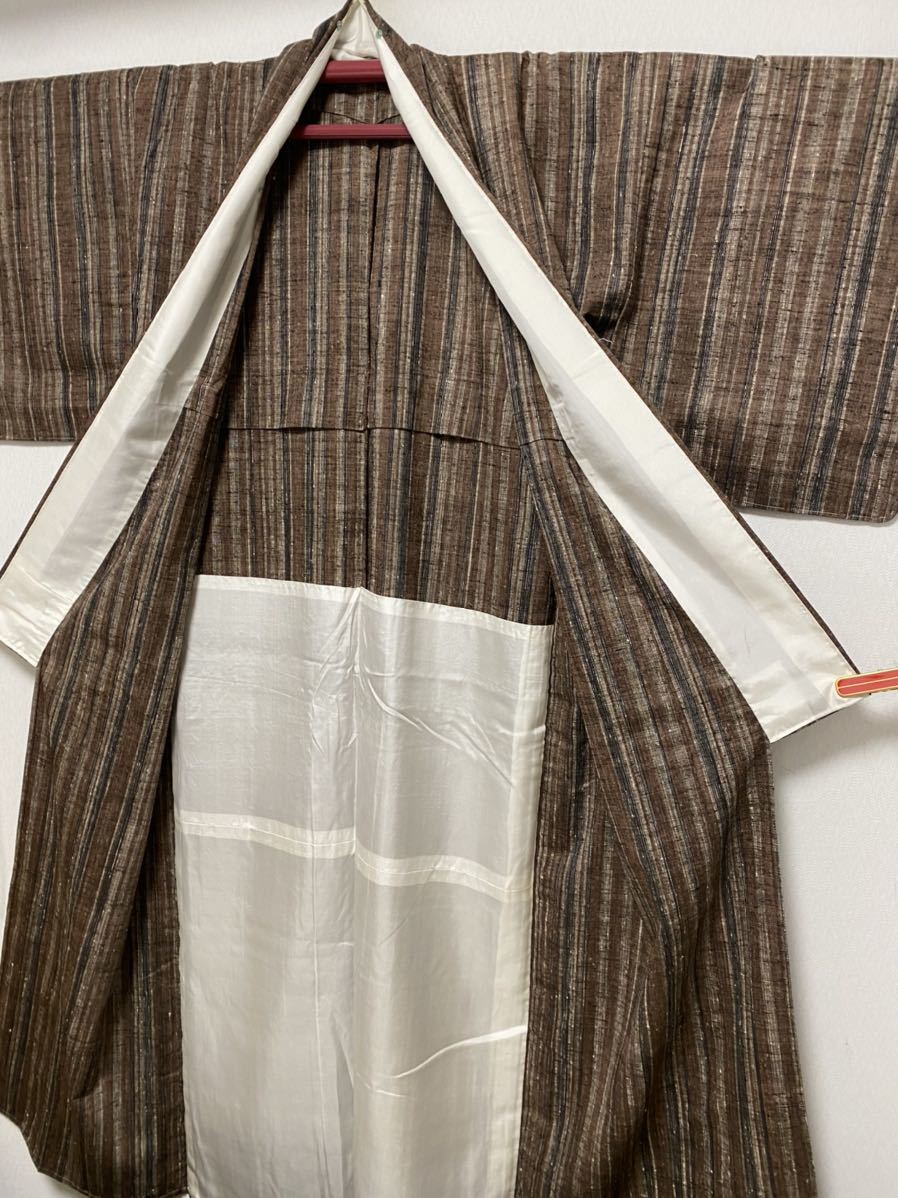日舞家所蔵品☆【稀少新古品】単衣「ざざんざ織」88万 手引き糸 玉糸真 