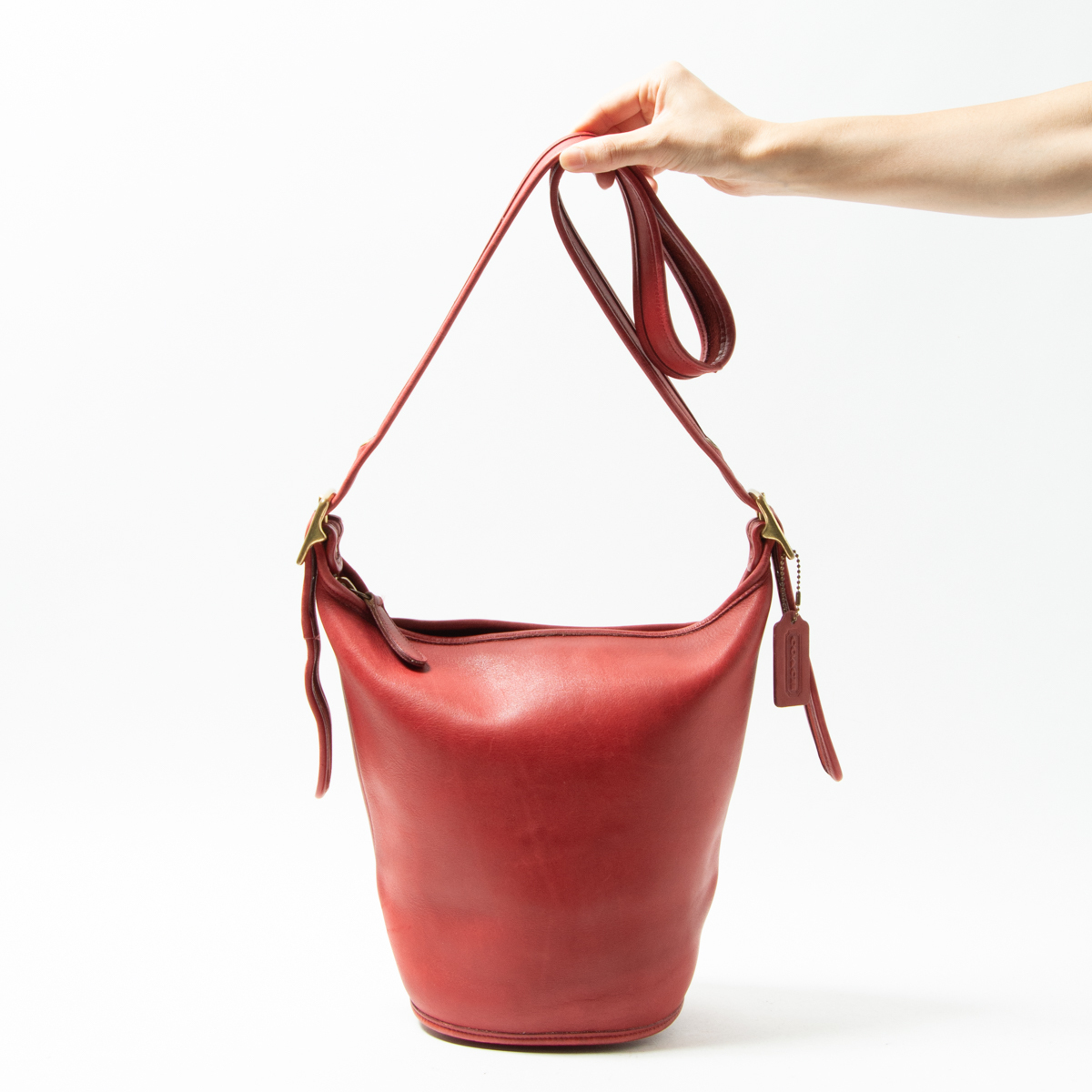 茶 オールドコーチ ショルダーバッグ COACH グラブタンレザー 美品 グラブ