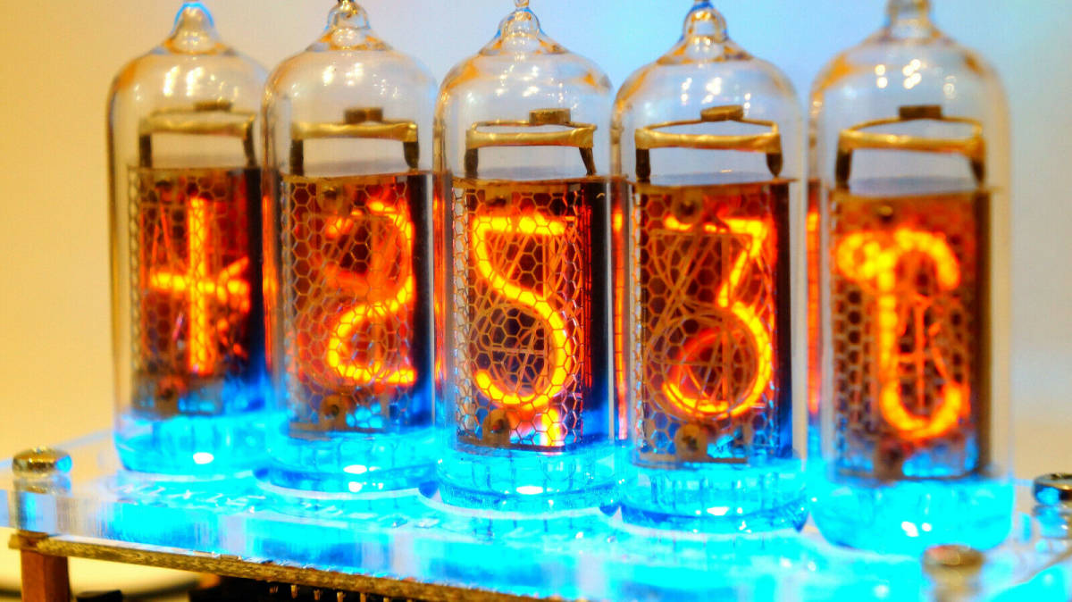 ニキシー管時計 IN-14 Tube ロシア製 Glow Nixie Electron Clock 木目 