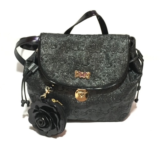 ANNA SUI】アナスイ リュック バッグ ブラック（管理番号2093）薔薇柄